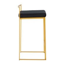 Fuji counter stool in Gold Metal, Black Velvet, side view
