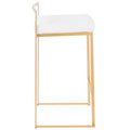 Fuji counter stool in Gold Metal, White Velvet, side view