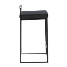 Fuji counter stool in Black Metal, Black Velvet, side view