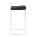Fuji counter stool in White Metal, Black Velvet, side view