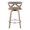 Gardenia counter stool in Whitewashed Wood, Light Grey Fabric, Chrome Metal, back view, featuring swivel and upholstered seat
