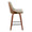 Gianna counter stool in Walnut Wood, Light Grey PU, Black Metal, side view, featuring swivel and wood frame