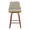 Gianna counter stool in Walnut Wood, Light Grey PU, Black Metal, front view, featuring swivel and wood frame