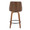 Gianna 26" Mid-Century Modern Fixed-Height Counter Stool with Swivel in Walnut Wood and Light Grey Faux Leather with Round Black Metal Footrest- Set of 2 — back view