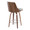 Gianna 26" Mid-Century Modern Fixed-Height Counter Stool with Swivel in Walnut Wood and Light Grey Faux Leather with Round Chrome Metal Footrest- Set of 2 — rear three-quarter view