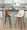 Gianna counter stool in Walnut Wood, Chrome Metal, Cream PU, featuring swivel and metal footrest