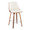Gianna counter stool in Walnut Wood, Chrome Metal, Cream PU, product view, featuring swivel and metal footrest