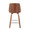 Gianna counter stool in Walnut Wood, Chrome Metal, Grey PU, back view, featuring swivel and metal footrest
