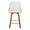 Gianna counter stool in Walnut Wood, Chrome Metal, White PU, front view, featuring swivel and metal footrest
