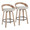Grotto 26" Fixed-Height Counter Stool with Swivel in Whitewashed Wood and Oat Fabric with Round Black Metal Footrest- Set of 2 — pair view