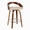 Grotto 26" Mid-Century Modern Fixed-Height Counter Stool with Swivel in Walnut Wood and Cream Faux Leather with Round Chrome Metal Footrest- Set of 2 — product view