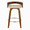 Grotto 26" Mid-Century Modern Fixed-Height Counter Stool with Swivel in Walnut Wood and Cream Faux Leather with Round Chrome Metal Footrest- Set of 2 — back view