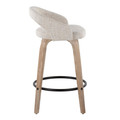 Grotto counter stool in Whitewashed Wood, Oatmeal Noise Fabric, Black Metal, side view, featuring swivel and wood frame