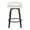 Grotto Upholstered 26" Contemporary Fixed-Height Counter Stool with Swivel in Walnut Glazed Wood and White Faux Leather with Round Black Metal Footrest- Set of 2 — back view