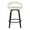 Grotto Upholstered 26" Contemporary Fixed-Height Counter Stool with Swivel in Walnut Glazed Wood and White Faux Leather with Round Black Metal Footrest- Set of 2 — front view