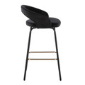 Grotto counter stool in Black Metal, Black Velvet, Gold Metal, side view, featuring swivel and metal footrest