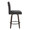 Hannah counter stool in Walnut Glazed Wood, Black Fabric, Black Metal, side view, featuring swivel and wood frame