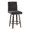 Hank 26" Contemporary Fixed-Height Counter Stool with Swivel in Walnut Glazed Wood and Black Fabric with Round Black Metal Footrest- Set of 2 — product view