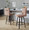 Hannah counter stool in Walnut Glazed Wood, Brown Fabric, Black Metal, featuring swivel and wood frame