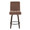 Hannah counter stool in Walnut Glazed Wood, Brown Fabric, Black Metal, front view, featuring swivel and wood frame