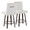 Hank 26" Contemporary Fixed-Height Counter Stool with Swivel in Walnut Glazed Wood and Light Grey Fabric with Round Black Metal Footrest- Set of 2 — pair view (photo 2)