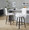 Hank 26" Contemporary Fixed-Height Counter Stool with Swivel in Walnut Glazed Wood and Light Grey Fabric with Round Black Metal Footrest- Set of 2 — lifestyle photo 2