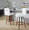 Hank 26" Contemporary Fixed-Height Counter Stool with Swivel in Walnut Wood and Light Grey Fabric with Round Black Metal Footrest- Set of 2 — lifestyle photo 1