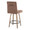 Hank 26" Contemporary Fixed-Height Counter Stool with Swivel in Whitewashed Wood and Brown Fabric with Round Black Metal Footrest- Set of 2 — rear three-quarter view