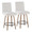 Hannah counter stool in Whitewashed Wood, Light Grey Fabric, Black Metal, coordinated set view, featuring swivel and wood frame