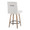 Hannah counter stool in Whitewashed Wood, Light Grey Fabric, Black Metal, back and side view, featuring swivel and wood frame