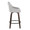 Hannah counter stool in Walnut Glazed Wood, Grey Fabric, Black Metal, side view, featuring swivel and wood frame