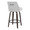 Hannah counter stool in Walnut Glazed Wood, Grey Fabric, Black Metal, back and side view, featuring swivel and wood frame