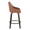 Hannah counter stool in Walnut Glazed Wood, Camel PU, Black Metal, side view, featuring swivel and wood frame