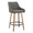 Hannah 26" Transitional Fixed-Height Counter Stool with Swivel in Whitewashed Wood and Dark Grey Faux Leather with Round Black Metal Footrest- Set of 2 — product view