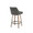 Hannah 26" Transitional Fixed-Height Counter Stool with Swivel in Whitewashed Wood and Dark Grey Faux Leather with Round Black Metal Footrest- Set of 2 — rear three-quarter view (photo 1)