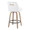 Hannah counter stool in Whitewashed Wood, White PU, Gold Metal, Black Metal, back and side view, featuring swivel and wood frame