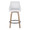 Hannah counter stool in Whitewashed Wood, White PU, Gold Metal, Black Metal, front view, featuring swivel and wood frame