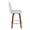 Henry counter stool in Walnut Wood, White Fabric, Chrome Metal, side view, featuring swivel and wood frame
