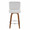 Henry counter stool in Walnut Wood, White Fabric, Chrome Metal, front view, featuring swivel and wood frame