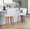 Henry 26" Contemporary Fixed-Height Counter Stool with Swivel in Walnut Wood and White Fabric with Round Chrome Footrest- Set of 2 — lifestyle photo 1