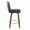 Henry 26" Contemporary Fixed-Height Counter Stool with Swivel in Walnut Wood and Black Faux Leather with Round Chrome Footrest- Set of 2 — side view