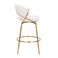 Jie counter stool in Gold Metal, Cream Velvet, side view, featuring swivel