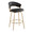 Jie Fixed-Height Contemporary Counter Stool with Swivel in Gold Metal and Black Faux Leather with Round Footrest- Set of 2 — product view