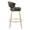 Jie Fixed-Height Contemporary Counter Stool with Swivel in Gold Metal and Black Faux Leather with Round Footrest- Set of 2 — side view