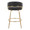 Jie Fixed-Height Contemporary Counter Stool with Swivel in Gold Metal and Black Faux Leather with Round Footrest- Set of 2 — back view