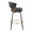 Jie counter stool in Black Metal, Gold Metal, Black PU, side view, featuring metal footrest