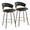 Jie counter stool in Black Metal, Gold Metal, Black PU, coordinated set view, featuring metal footrest