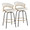 Jie counter stool in Black Metal, Gold Metal, White PU, coordinated set view, featuring metal footrest