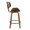 Lombardi counter stool in Walnut Wood, Black Metal, Black PU, side view, featuring swivel and upholstered seat
