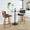 Lombardi counter stool in Walnut Wood, Black Metal, Black PU, featuring swivel and upholstered seat